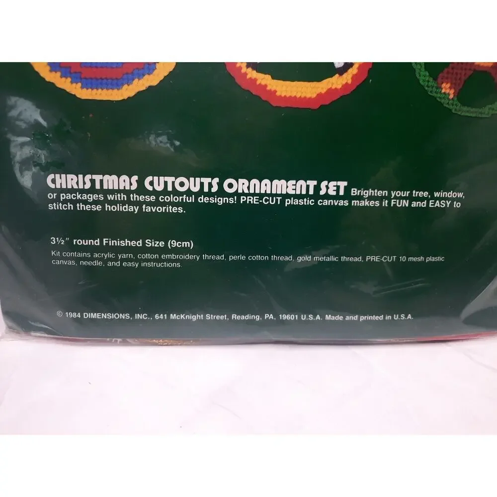 Vintage Dimensions Plastic Canvas Christmas Cutout Ornament Set 9048